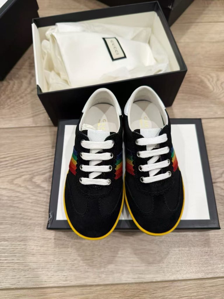 Nib Authentic Gucci Kids Rainbow Web Sneakers
